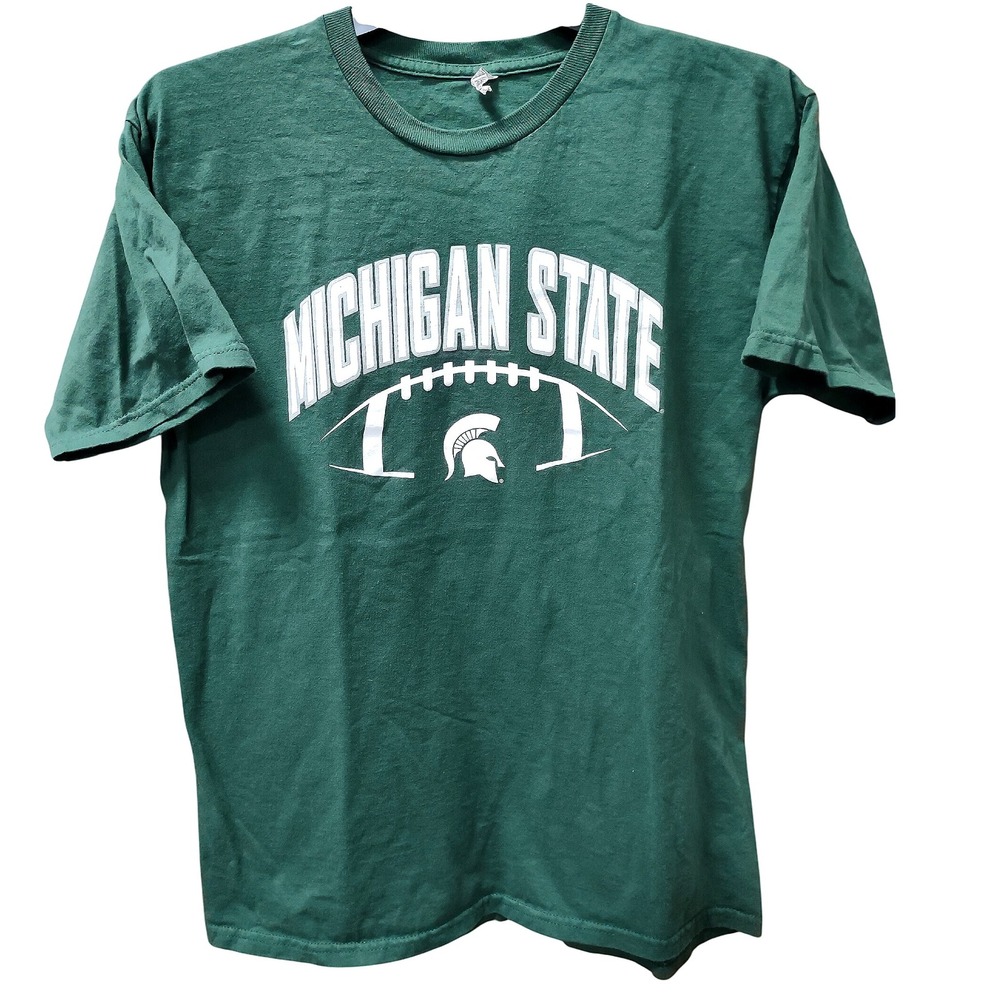 Michigan State Spartans T Shirt Mens Large Football Graphic‎ Tee Green